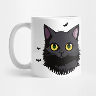 Black Cat with Bats Flying Mug